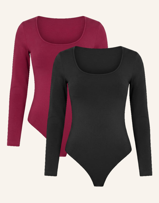 Body-Set 2x Cozy Long Black/Bordeaux