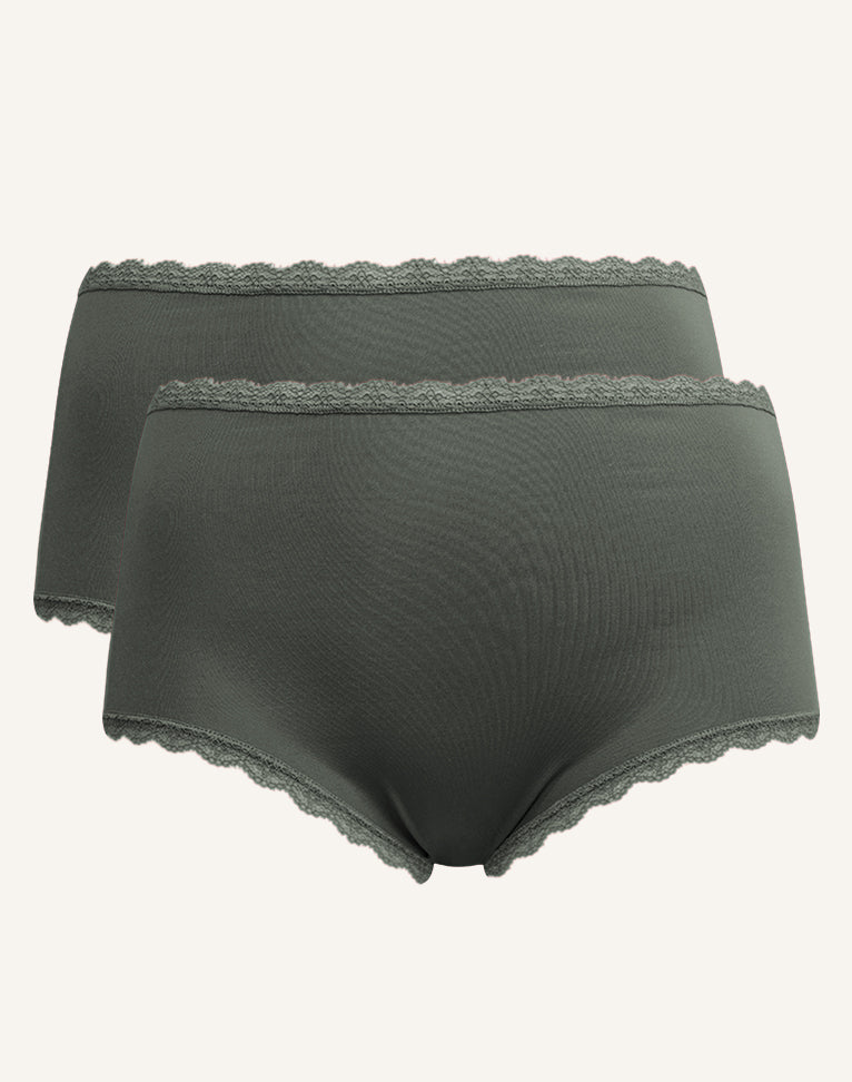 High Panty Set 2x Basic Olive
