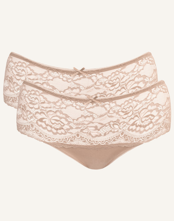 High-Panty-Set 2x "Lace Basic" cappuccino