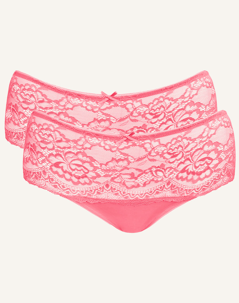 High-Panty-Set 2x "Lace Basic" flamingo