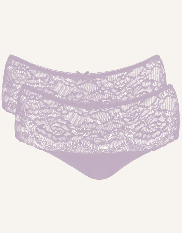 High Panty Set 2x Lace Basic Violetgrey