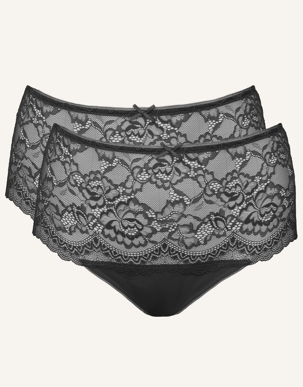 High Thong Set 2x Lace Basic Black