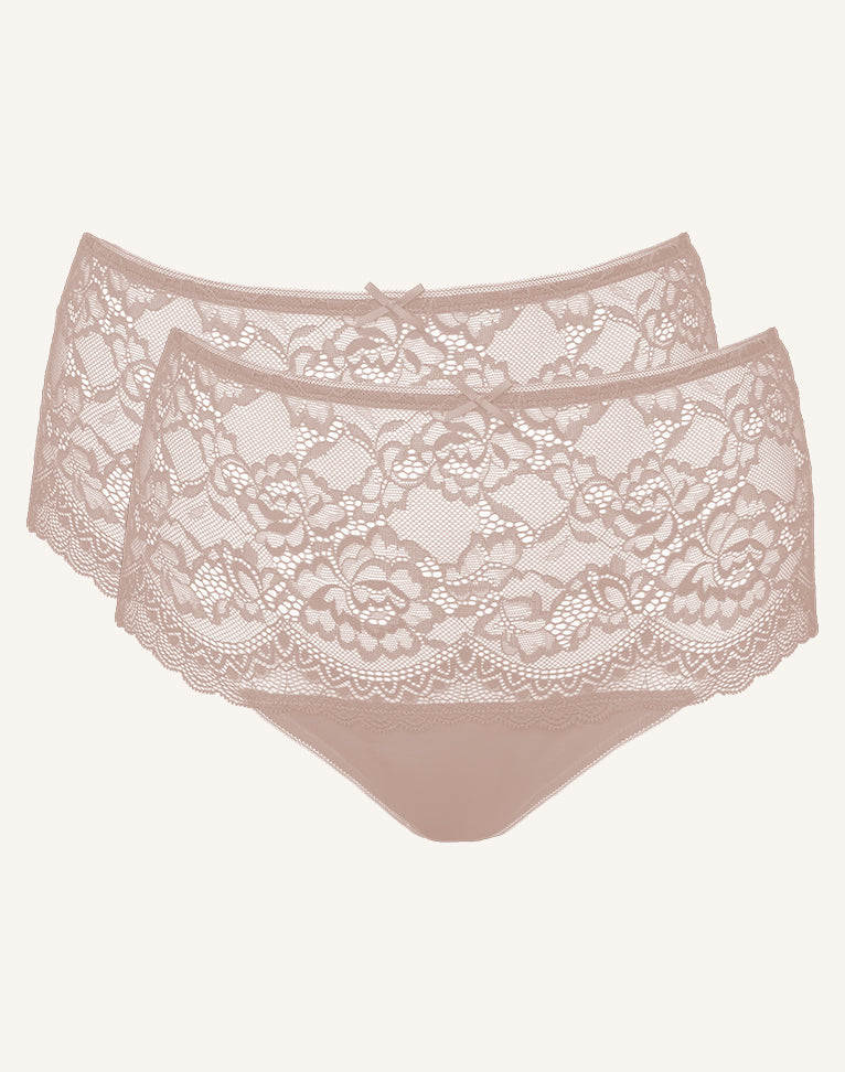 High Thong Set 2x Lace Basic Cappuccino