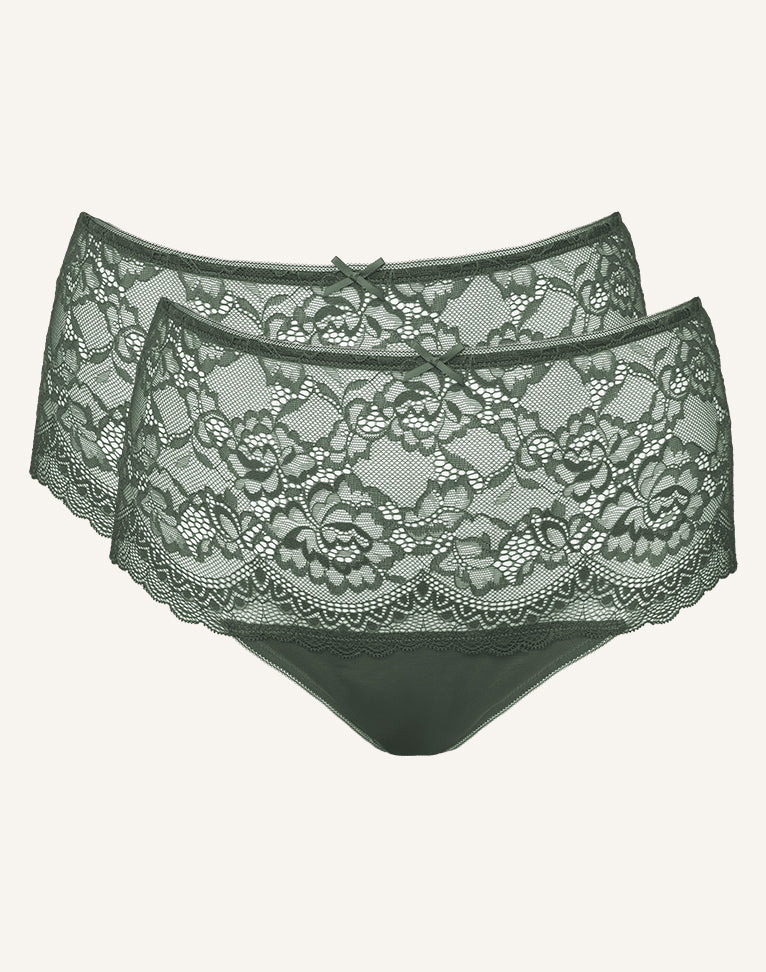 High Thong Set 2x Lace Basic Olive