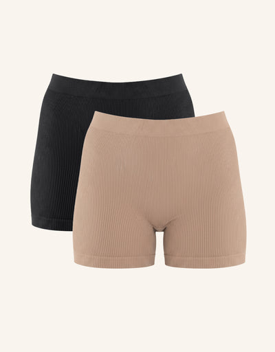 High-Waist Shorts Set 2x Freeda Black/Taupe