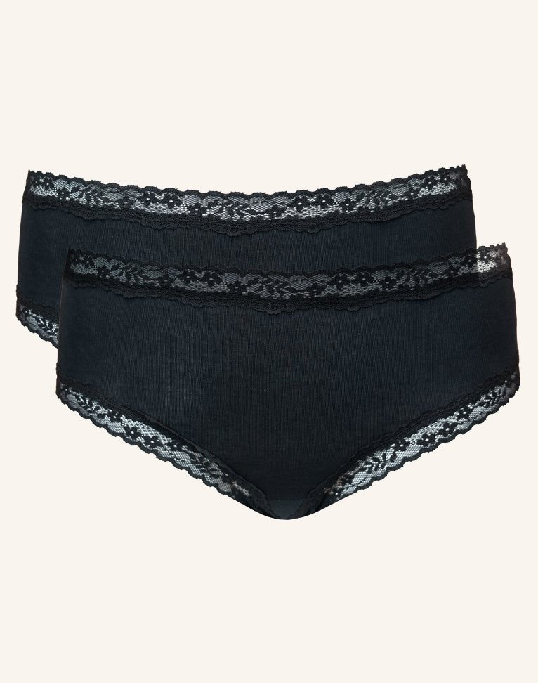 High-Panty-Set 2x "Cotton-Lace Basic" black