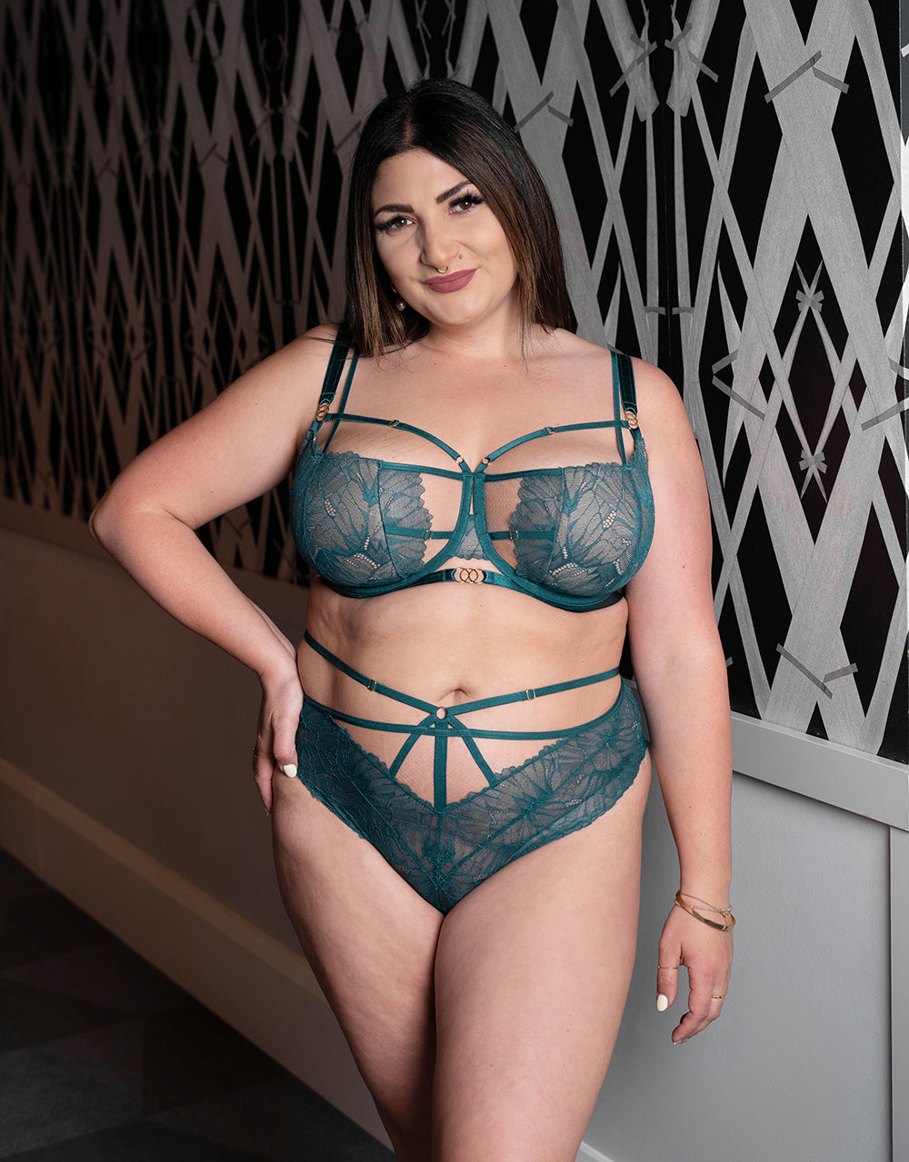 BH "FemFatale" green + Augenbinde