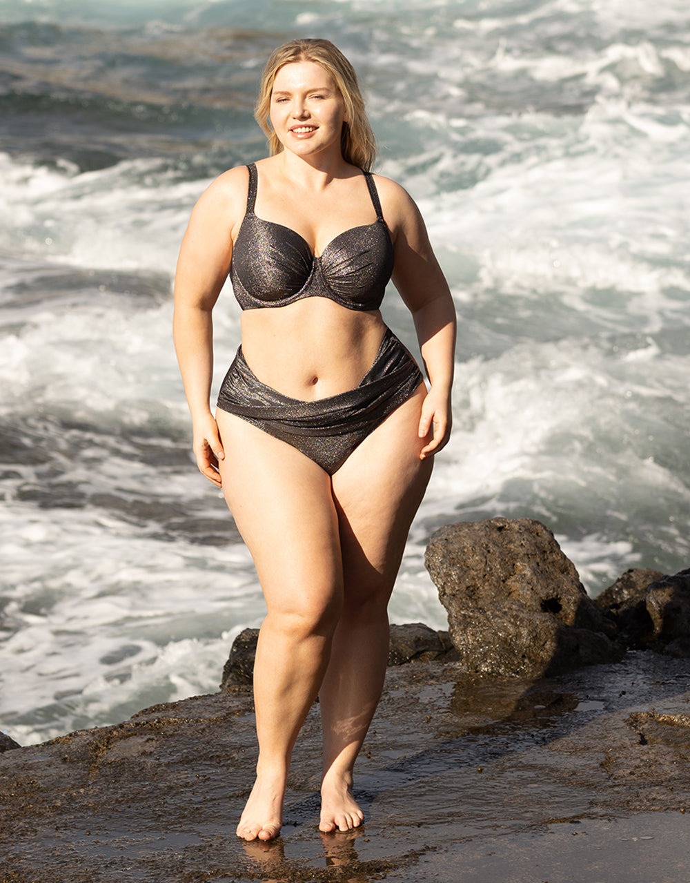 Bikini-High-Panty Valencia Glam silver