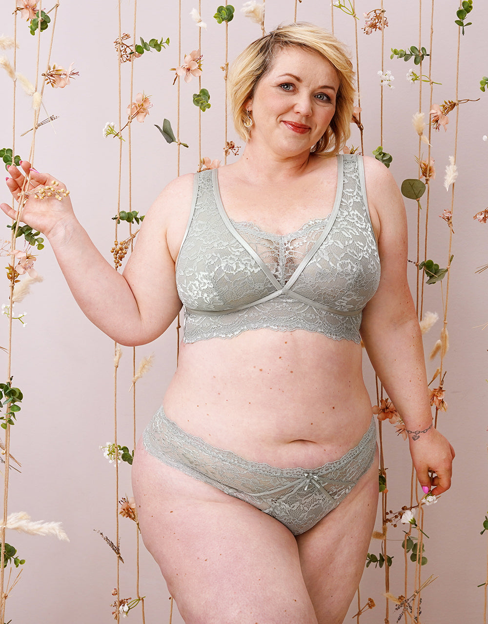 Brazilian-Slip "Eliana Satin" sagegrey