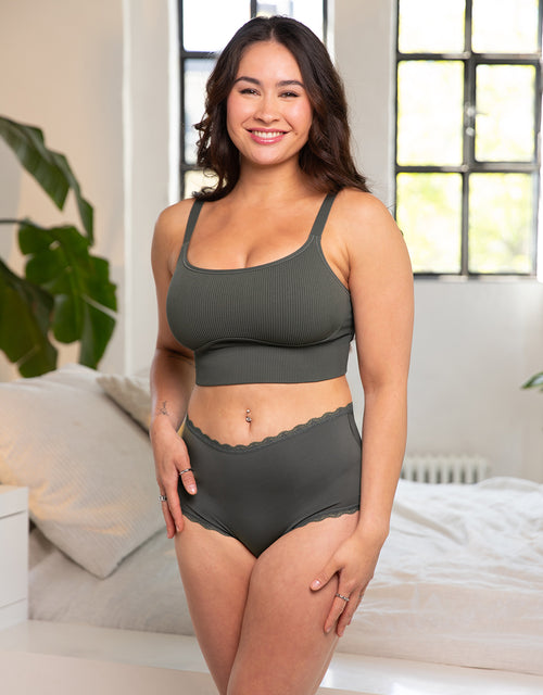 High Panty Set 2x Basic Olive