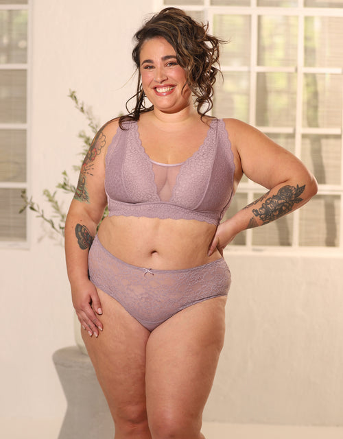 High Panty Set 2x Lace Basic Violetgrey