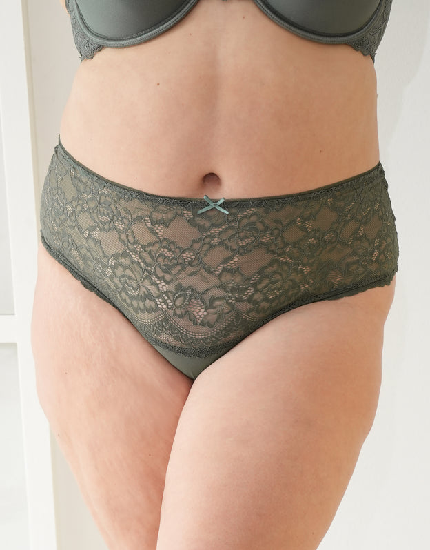 High Thong Set 2x Lace Basic Olive