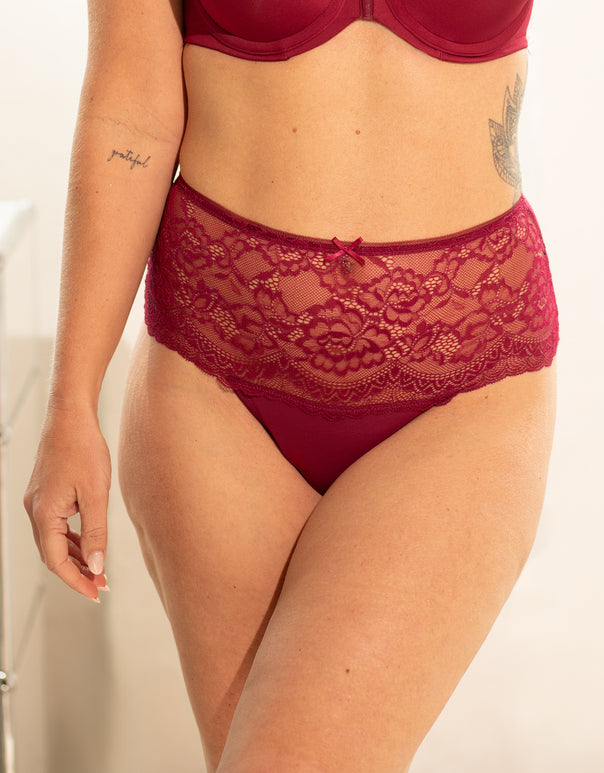 High Thong Lace Basic Bordeaux 