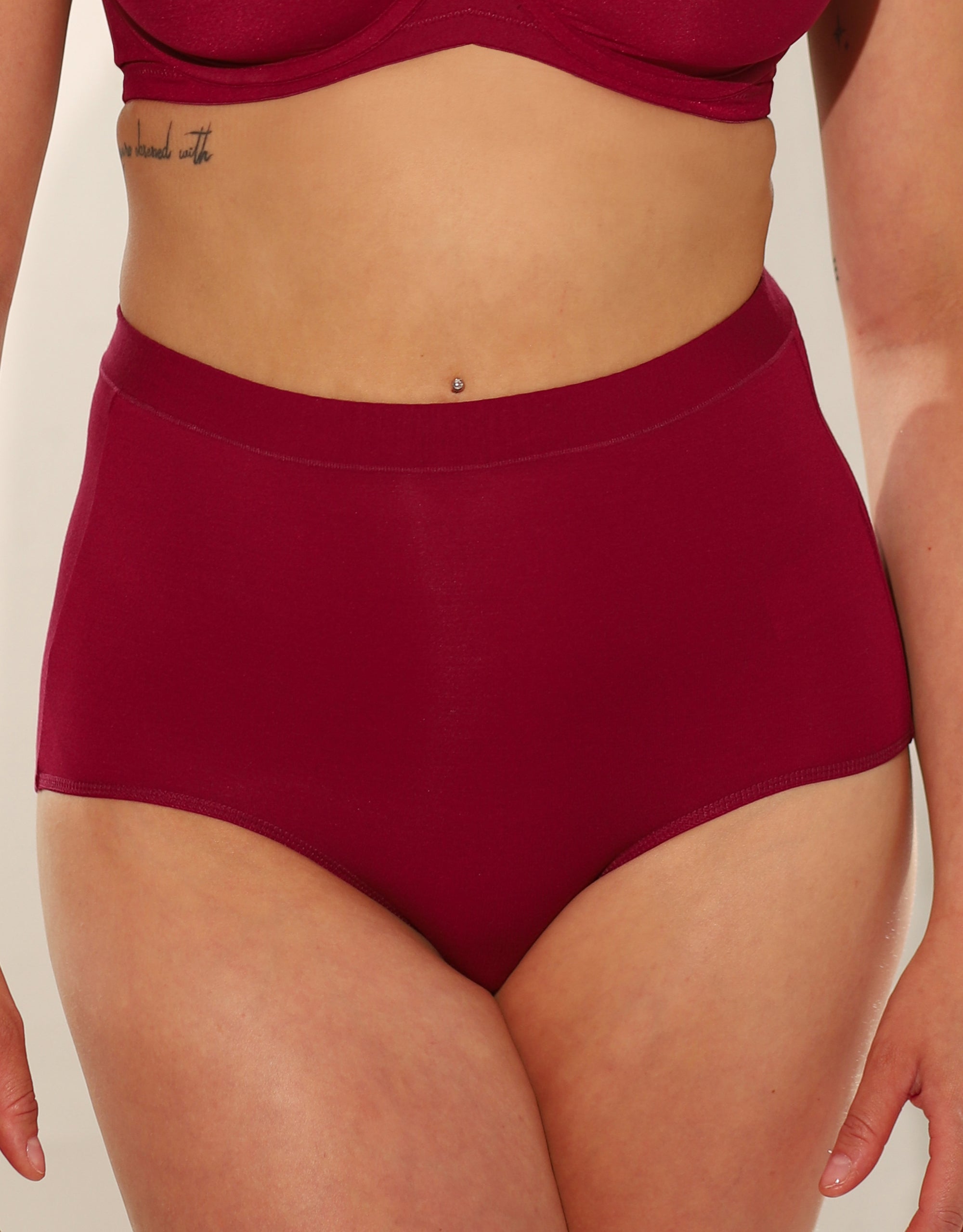 High-Waist Panty Set 2x Cozy Basic Bordeaux 