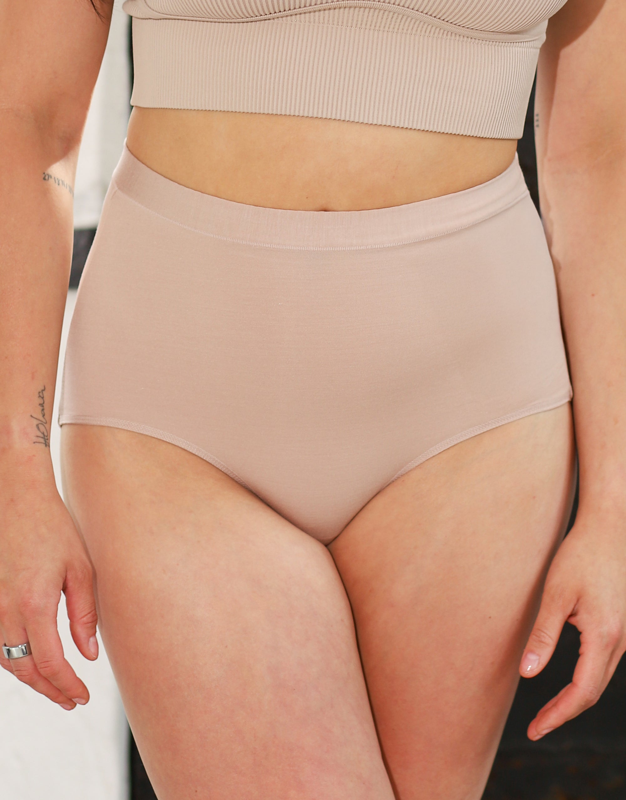 High-Waist Panty Set 2x Cozy Basic Sand