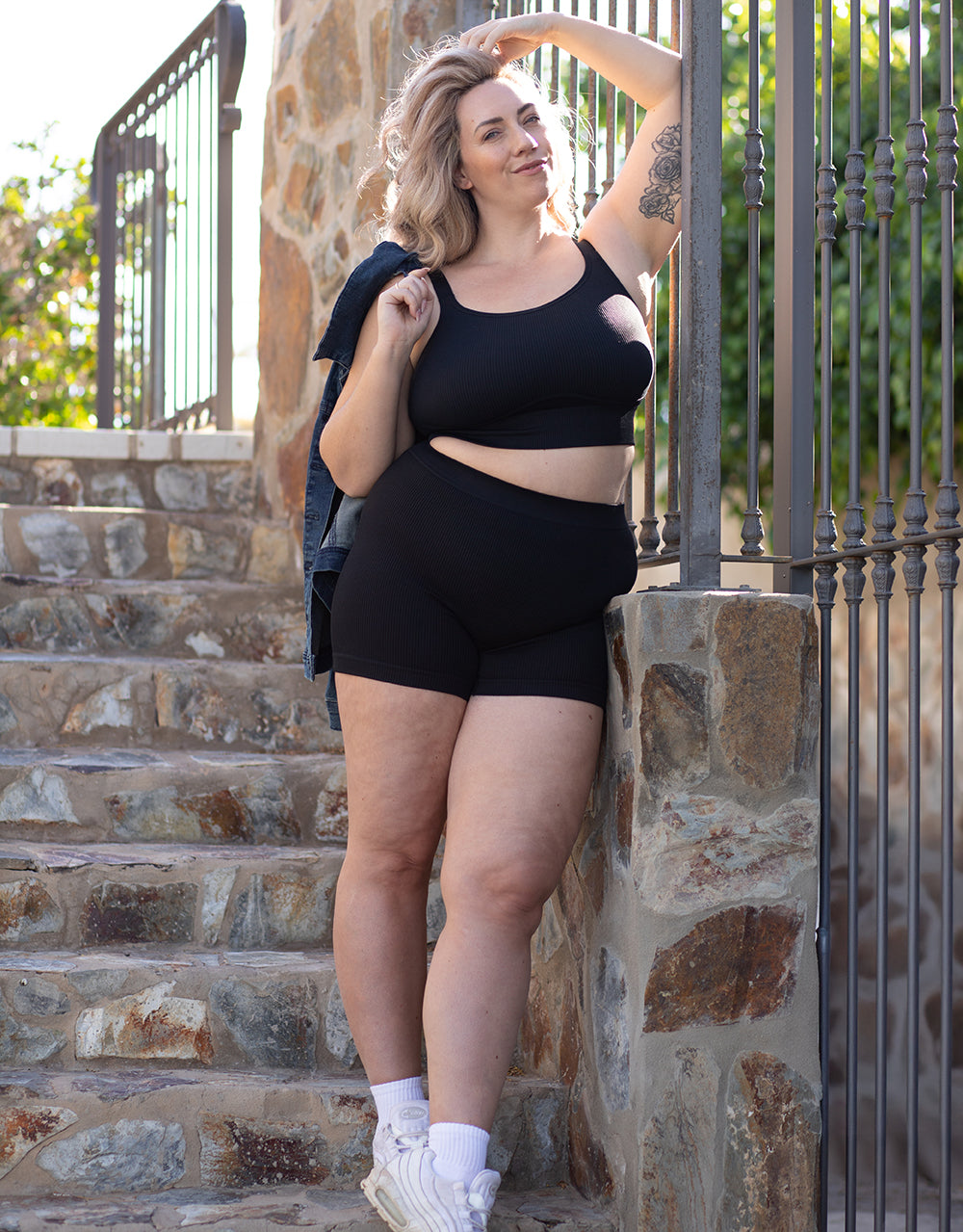 High-Waist-Shorts-Set 2x "Freeda" black