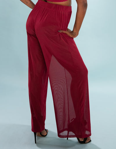 Pants Sheer Transparent Bordeaux