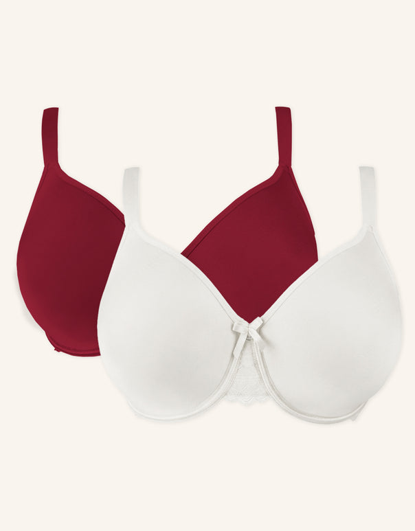 Bra Set 2x Lucy Bordeaux/Ivory
