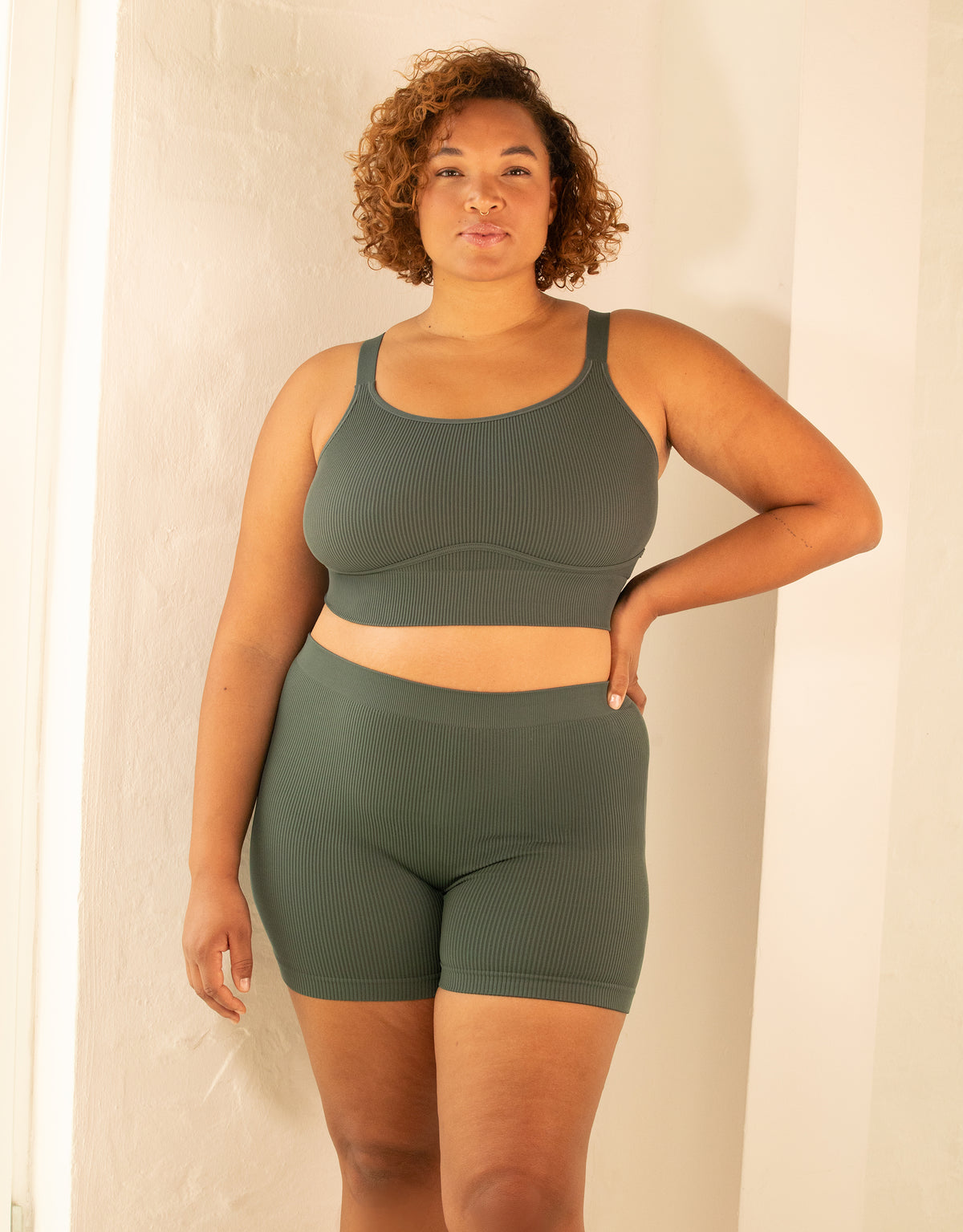 High Waist Shorts Set 2x Freeda Black/Olive