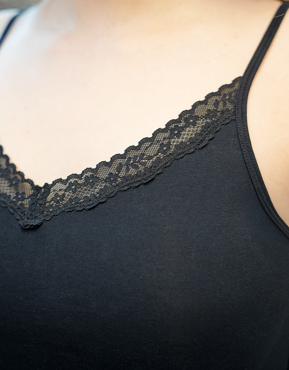 Top "Cotton-Lace" black