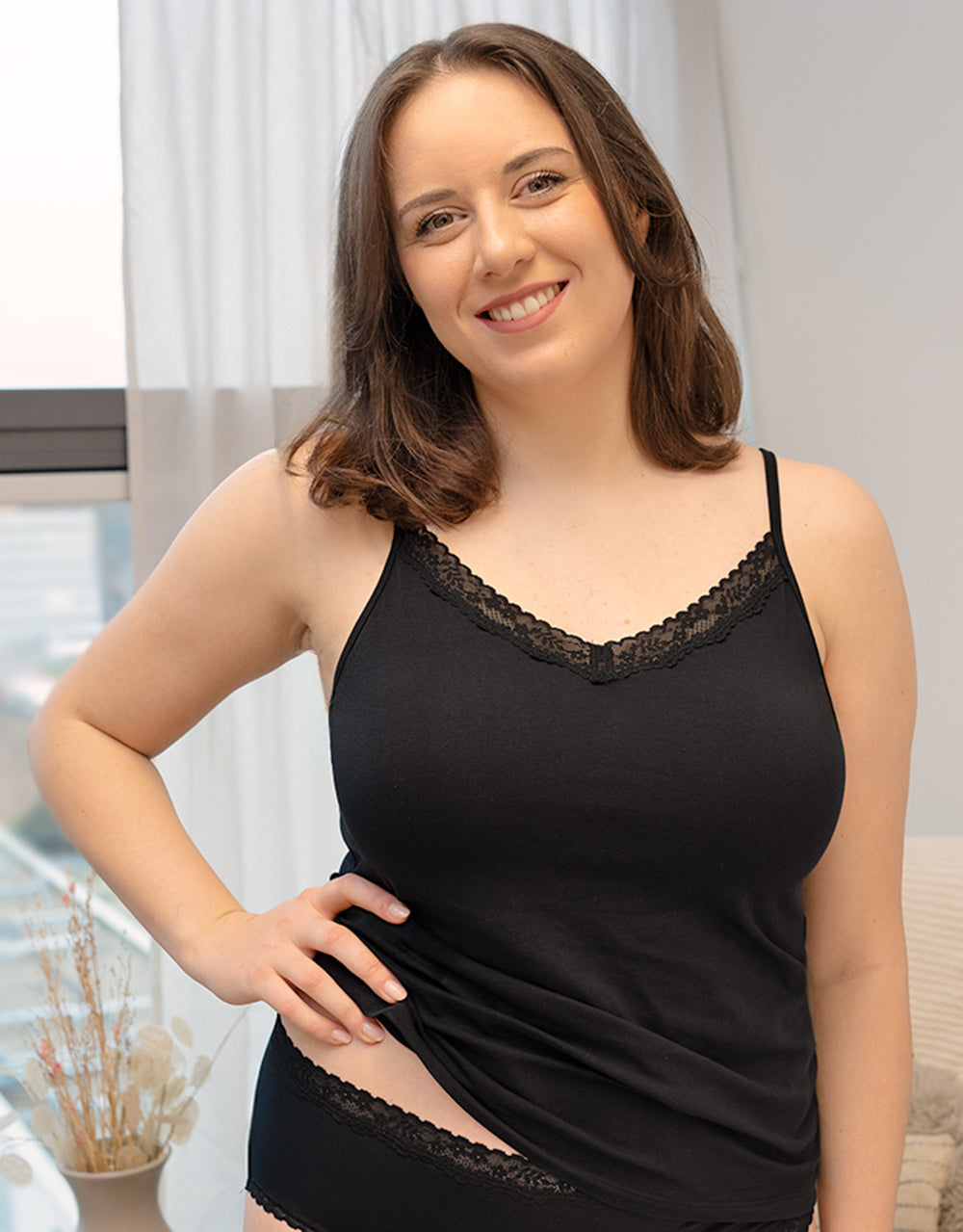 Top-Set 2x "Cotton-Lace" black